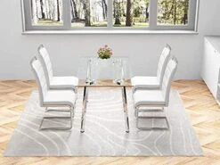 LFVFFA Glass Dining Table Set Of 4, Dining Table And Chairs Set, Modern Dining Room Furniture Set,for Dining Room,Kitchen (White Striped Chair Set, 47-inch Tempered Glass Table Top) 18 LFVFFA Glass Dining Table Set Of 4, Dining Table And Chairs Set, Modern Dining Room Furniture Set,for Dining Room,Kitchen (White Striped Chair Set, 47-inch Tempered Glass Table Top) -Amazon Store 51Jhfeyif4L