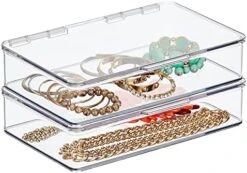 MDesign Stackable Plastic Closet Storage Container Bin Box With Hinge Lid For Organizing Shoes, Booties, Pumps, Sandals, Wedges, Flats, Heels - Lumiere Collection - 2 Pack - Clear 29 MDesign Stackable Plastic Closet Storage Container Bin Box With Hinge Lid For Organizing Shoes, Booties, Pumps, Sandals, Wedges, Flats, Heels - Lumiere Collection - 2 Pack - Clear -Amazon Store 51JmHb1FjEL. AC