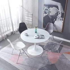 42" Round Dining Table White Tulip Table Mid-Century Dining Table With Round MDF Table Top, Pedestal Dining Table, End Table Leisure Coffee Table 11 42" Round Dining Table White Tulip Table Mid-Century Dining Table With Round MDF Table Top, Pedestal Dining Table, End Table Leisure Coffee Table -Amazon Store 51JosQvXhBL