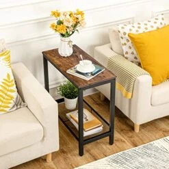 HOOBRO Side Tables, Set Of 2 Narrow Nightstands, Industrial End Table With Flat Or Slant Adjustable Mesh Shelf For Small Spaces, Stable Metal Frame And Easy Assembly, Rustic Brown And Black BF24BZ01 -Amazon Store 51Jq7uIlfeL