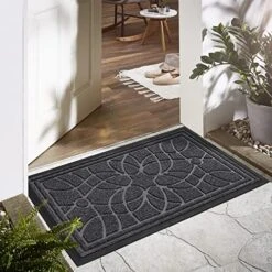 DEXI Front Door Mat, Welcome Mat Heavy Duty Durable Low Profile Outside Doormat For Entryway, Patio, Garage, High Traffic Areas, 17"X29", Grey -Amazon Store 51JuNSAXMLL
