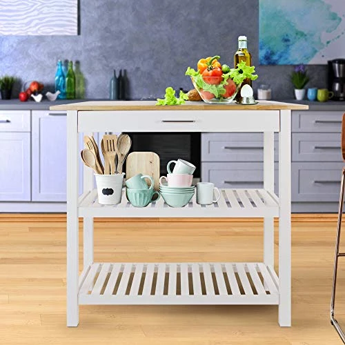 Casual Home Solid Hardwood Top, Natural/White, 40" W (373-91) Kitchen Island, Natural&White 4 Casual Home Solid Hardwood Top, Natural/White, 40" W (373-91) Kitchen Island, Natural&White - Image 2