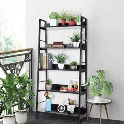 BATHWA Industrial 5-Tier Ladder Bookshelf Wood And Metal Bookcase Black Organizer Stand Rack Storage Ladder Shelves For Living Room Office Bathroom Kitchen, 59'' Height 11 BATHWA Industrial 5-Tier Ladder Bookshelf Wood And Metal Bookcase Black Organizer Stand Rack Storage Ladder Shelves For Living Room Office Bathroom Kitchen, 59'' Height -Amazon Store 51JvlrupMlL