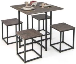 Giantex 5 Piece Dining Table Set, Industrial Kitchen Table Set W/ 4 Stools, Square Space-Saving Bar Table Set For Small Spaces, Apartment, Counter Height Table Sets W/Metal Frame (Natural & Black) 13 Giantex 5 Piece Dining Table Set, Industrial Kitchen Table Set W/ 4 Stools, Square Space-Saving Bar Table Set For Small Spaces, Apartment, Counter Height Table Sets W/Metal Frame (Natural & Black) -Amazon Store 51KC7YyJLpL. AC