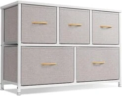 Cubiker Dresser Storage Organizer, 5 Drawer Dresser Tower Unit For Bedroom Hallway Entryway Closets, Small Dresser Clothes Storage With Wide Sturdy Steel Frame Wood Top, Black Grey -Amazon Store 51KHAStZRgS. AC