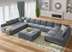 HONBAY Oversized Modular Sofa Couch With Ottoman U Shape Couch With Chaise Sleeper Sofa With Storage Seats, Bluish Grey 18 HONBAY Oversized Modular Sofa Couch With Ottoman U Shape Couch With Chaise Sleeper Sofa With Storage Seats, Bluish Grey -Amazon Store 51KHIbXuN1L