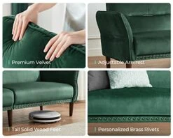 LINSY HOME Futon Sofa Bed, Velvet Sleeper Sofa With Mattress And Frame, Memory Foam Futon Couch For Small Spaces, Living Room, Green -Amazon Store 51KI1rOIhCL