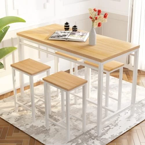 AWQM 3 Piece Dining Table Set, Small Kitchen Table And 2 Stools, Kitchen Breakfast Dining Table Set, Breakfast Table Of 35.43 X 23.62 X 29.92 Inches, Stools Of 13.8 X 13.8 X 17.8 Inches, Beige 8 AWQM 3 Piece Dining Table Set, Small Kitchen Table And 2 Stools, Kitchen Breakfast Dining Table Set, Breakfast Table Of 35.43 X 23.62 X 29.92 Inches, Stools Of 13.8 X 13.8 X 17.8 Inches, Beige - Image 6