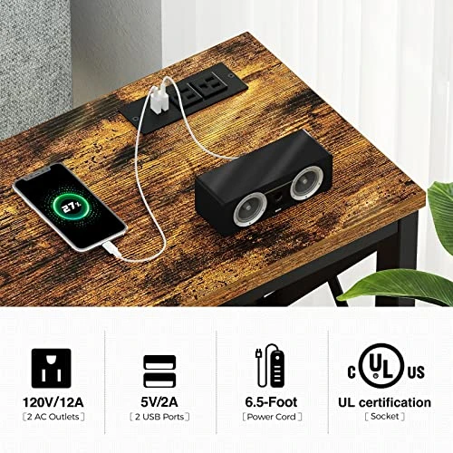 Rolanstar Sofa Table With Charging Station, 3 Tier Narrow Console Table With Storage Shelf And Power Outlet, 47” Entryway Table Metal Frame Behind Sofa Couch Hallway Entrance For Living Room 4 Rolanstar Sofa Table With Charging Station, 3 Tier Narrow Console Table With Storage Shelf And Power Outlet, 47” Entryway Table Metal Frame Behind Sofa Couch Hallway Entrance For Living Room - Image 2