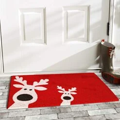Calloway Mills 101801729 Peeking Reindeer Doormat, 17" X 29", Red/White -Amazon Store 51KQrJU2RCL