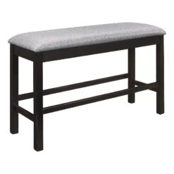 Lexicon Stratus Counter Height Wood Bench In Black With Upholstered Seat Cushion