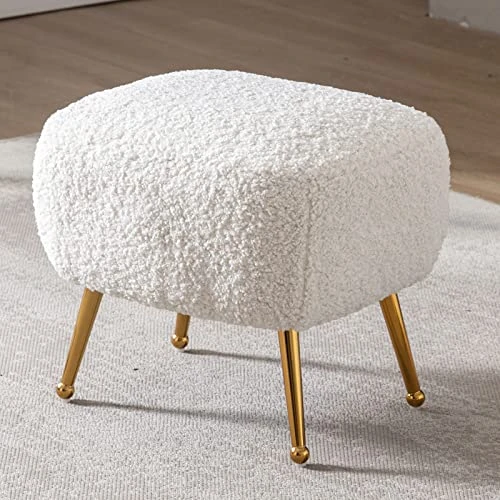 DUOMAY Modern Accent Chair With Ottoman, Sherpa Upholstered Barrel Chair With Footrest, Comfy Lounge Chair Single Sofa Armchair Club Chair For Living Room Bedroom Office, White 6 DUOMAY Modern Accent Chair With Ottoman, Sherpa Upholstered Barrel Chair With Footrest, Comfy Lounge Chair Single Sofa Armchair Club Chair For Living Room Bedroom Office, White - Image 4