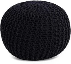 FRELISH DECOR Round Pouf Ottoman Hand Knitted 100% Cotton Pouf Foot Stool - Knitted Bean Bag - Floor Chair For Living Room Bedroom - Foot Rest For Couch (20 Diameter X 14 Height) - Natural -Amazon Store 51Kc8xOwzS. AC