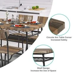 STHOUYN 43" Dinning Table Sets For 4, Industrial Rectangular Kitchen Table And Chairs Set, Metal Frame & Storage Rack, Kitchen, Dining Room, Dinette, Breakfast Small Space (Brown (5 Piece)) 13 STHOUYN 43" Dinning Table Sets For 4, Industrial Rectangular Kitchen Table And Chairs Set, Metal Frame & Storage Rack, Kitchen, Dining Room, Dinette, Breakfast Small Space (Brown (5 Piece)) -Amazon Store 51KiU0FbTzL