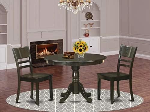 East West Furniture HLLY5-CAP-LC 5 Piece Kitchen Table Set For 4 Includes A Round Dining Room Table With Pedestal And 4 Faux Leather Upholstered Dining Chairs, 42x42 Inch, Cappuccino 8 East West Furniture HLLY5-CAP-LC 5 Piece Kitchen Table Set For 4 Includes A Round Dining Room Table With Pedestal And 4 Faux Leather Upholstered Dining Chairs, 42x42 Inch, Cappuccino - Image 6