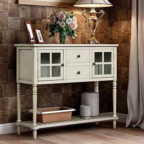 LZ LEISURE ZONE Console Table With Bottom Shelf, Buffet Sideboard Farmhouse Wood Storage Cabinet For Living Room (Antique Navy, 42“L) 14 LZ LEISURE ZONE Console Table With Bottom Shelf, Buffet Sideboard Farmhouse Wood Storage Cabinet For Living Room (Antique Navy, 42“L) - Image 12