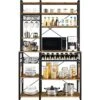 Yaheetech Kitchen Bakers Rack, Wooden Microwave Stand Kitchen Storage Shelf With Wine Rack And Wire Basket And 12 Hooks, Coffee Bar Station For Home Kitchen/Dinning Room, Rustic Brown 2 Yaheetech Kitchen Bakers Rack, Wooden Microwave Stand Kitchen Storage Shelf With Wine Rack And Wire Basket And 12 Hooks, Coffee Bar Station For Home Kitchen/Dinning Room, Rustic Brown -Amazon Store 51L752IPsYL