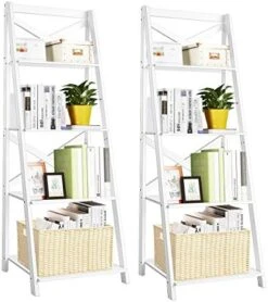 Tangkula 4-Tier Ladder Shelf Bookcase (Set Of 2), Leaning Free Standing Wooden Frame Decor Bookshelf, Storage Flower Shelf, Plant Display Shelf For Home Office 18 Tangkula 4-Tier Ladder Shelf Bookcase (Set Of 2), Leaning Free Standing Wooden Frame Decor Bookshelf, Storage Flower Shelf, Plant Display Shelf For Home Office -Amazon Store 51LBh8VEFL. AC