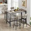 KIVENJAJA Bar Table And Chairs Set For 4, 5-Piece Rectangle Pub Bistro Table And PU Upholstered Stools With Backrest, Counter Height Dining Table Set For Kitchen Breakfast Nook Restaurant, Grey -Amazon Store 51LIGZJR55L
