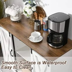 Farmhouse Coffee Bar Cabinet, 42’’ Kitchen Buffet Sideboard Cabinet With Storage, White Coffee Bar Buffet Cabinet With Sliding Barn Door, Coffee Bar Table With Adjustable Shelf For Living Dining Room -Amazon Store 51LQxHt2qLL