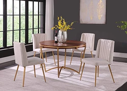 Morden Fort Round Dining Table Modern Luxaury Table With Gold Metal Legs For Dining Room, Home Kitchen, Restaurant - Black 13 Morden Fort Round Dining Table Modern Luxaury Table With Gold Metal Legs For Dining Room, Home Kitchen, Restaurant - Black - Image 11