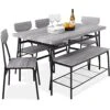 Best Choice Products 6-Piece 55in Modern Dining Set For Home, Kitchen, Dining Room W/Storage Racks, Rectangular Table, Bench, 4 Chairs, Steel Frame - Gray
