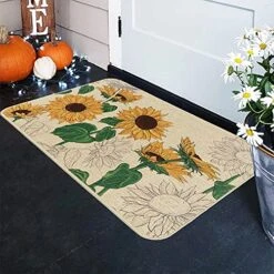 CHICHIC Fall Door Mat Outdoor Indoor Welcome Mats For Front Door Home Entrance Porch Fall Outdoor Decorations Fall Door Decor Pumpkin Decor Thanksgiving Mat, Non Slip 17 X 29.5 Inch, Sunflower -Amazon Store 51MBYSIJFRS