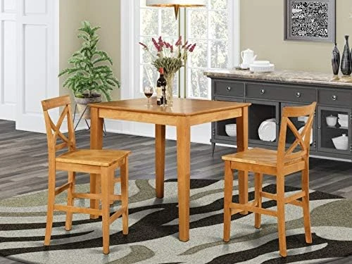 East West Furniture PUBS5-OAK-C 5 Piece Counter Height Dining Set Includes A Square Dinette Table And 4 Linen Fabric Kitchen Dining Chairs, 36x36 Inch, Oak 10 East West Furniture PUBS5-OAK-C 5 Piece Counter Height Dining Set Includes A Square Dinette Table And 4 Linen Fabric Kitchen Dining Chairs, 36x36 Inch, Oak - Image 8