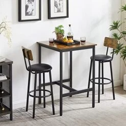 WIIS' IDEA 3-Piece Small Bar Dining Table Set For 2, Square Kitchen Table & 2 Barstools Chairs With PU Soft Seat And Backrest For Breakfast Nook, Small Space, Apartment, Grey 23 WIIS' IDEA 3-Piece Small Bar Dining Table Set For 2, Square Kitchen Table & 2 Barstools Chairs With PU Soft Seat And Backrest For Breakfast Nook, Small Space, Apartment, Grey -Amazon Store 51MPDFe0f0L. AC