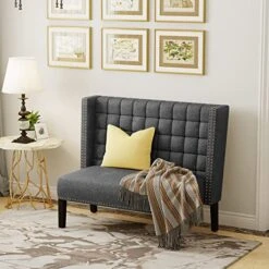 Andeworld Modern Loveseat Settee Bench Sofa Upholstered Banquette Couch For Dining Living Room Hallway Or Entryway Seating (Slate) -Amazon Store 51MWcxrP1ZL