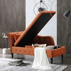 Velvet Chaise Lounge Indoor Chair With Pillow, Button Tufted Right Arm Facing Lounge Chair Bed With Nailhead Trim And Turned Legs, Modern Sleeper Sofa Couch For Living Room Bedroom Office (Rose) -Amazon Store 51MYl1psd4L. AC