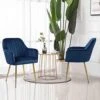 Thksbought Set Of 2 Velvet Dinning Chairs, Upholstered Accent Chairs With Gold Plating Legs For Living Room Chairs(Blue) -Amazon Store 51Mb52BPZyL