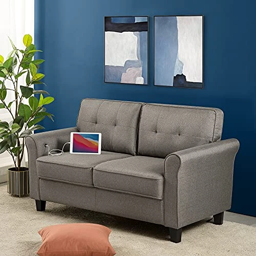 ZINUS Sayan Loveseat With USB Ports / Tool-Free, Easy Assembly, Sand Grey 4 ZINUS Sayan Loveseat With USB Ports / Tool-Free, Easy Assembly, Sand Grey - Image 2