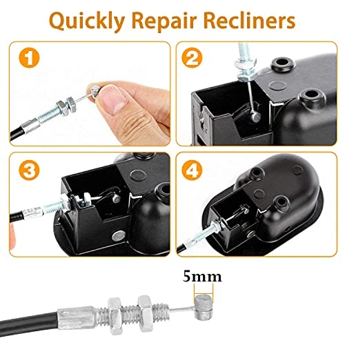 AnrSee 2-Sets Recliner Replacement Parts Universal Black Metal Pull Recliner Handle With Cable For Major Recliner Brands Couch Style Pull Chair Release Handle For Sofa 7 AnrSee 2-Sets Recliner Replacement Parts Universal Black Metal Pull Recliner Handle With Cable For Major Recliner Brands Couch Style Pull Chair Release Handle For Sofa - Image 5