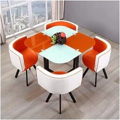 Office Business Hotel Lobby Dining Table Set, Home Dining Room Furniture Set 1 Table 4 Chairs Kitchen Bar Balcony Bedroom Library Billiard Hall Office (Color : Red, Size : Round) -Amazon Store 51Mxg523ES. AC