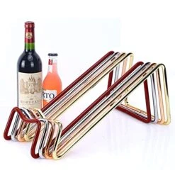 LaHearture Wine Rack Free Standing Countertop Holder Simple Geometric Design Bottle Storage For Home Kitchen Decor Decorative(Pink) -Amazon Store 51MywR6N8KL