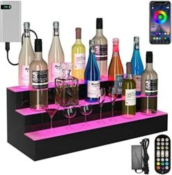 YITAHOME LED Lighted Liquor Bottle Display Shelf Supports USB & Power Bank, 3-Step 40-inch Bar Liquor Alcohol Shelf For Home Decoration Counter Party, Acrylic Whiskey Rack Stand With Remote & App Control 24 YITAHOME LED Lighted Liquor Bottle Display Shelf Supports USB & Power Bank, 3-Step 40-inch Bar Liquor Alcohol Shelf For Home Decoration Counter Party, Acrylic Whiskey Rack Stand With Remote & App Control -Amazon Store 51N0MJJrOcL. AC