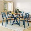 Merax Mid-Century 5 Piece Dining Table Set With Chairs For 4 People, Home Kitchen Wooden Furniture, Antique Oak+Antique Blue -Amazon Store 51N4ttAEI1L