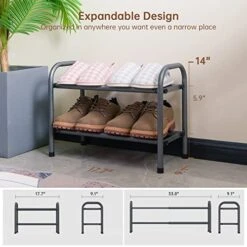 2-Tier Expandable Shoe Rack,Adjustable Shoe Shelf Storage Organizer Heavy Duty Metal Free Standing Shoe Rack For Entryway Closet Doorway (Gray) 12 2-Tier Expandable Shoe Rack,Adjustable Shoe Shelf Storage Organizer Heavy Duty Metal Free Standing Shoe Rack For Entryway Closet Doorway (Gray) -Amazon Store 51NFG2B1OZL