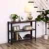 VASAGLE 40" Console Table, 3-Tier Entryway Table With Storage Shelf, Narrow Sofa Table For Living Room, Hallway, Entrance Hall, Corridor, Bedroom, Rustic Brown And Black ULNT81BX