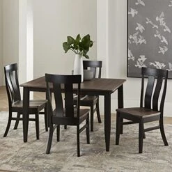 Carol's Inspirations 5 Piece Solid Wood Dining Room Set | 38x64 Inch Farmhouse Kitchen Table With 4 Chairs | Brown And Black Rustic Rectangle Table With Eased Edge And Distressing | Made In USA -Amazon Store 51NOSdO4uAL. AC