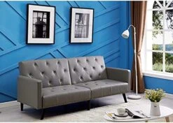 Tufted Split Back Futon, Mid Century Modern Convertible Sofa Bed For Small Rooms, Faux Leather Couch With Elegant Design, Perfect For Your Modern Living Room Or Guest Room - White, Faux Leather 22 Tufted Split Back Futon, Mid Century Modern Convertible Sofa Bed For Small Rooms, Faux Leather Couch With Elegant Design, Perfect For Your Modern Living Room Or Guest Room - White, Faux Leather -Amazon Store 51NUQKveGkS. AC