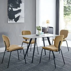 KithKasa Modern Dining Table With Sintered Stone Tabletop And Black Metal Legs For 6, 55 Inch Rectangle Kitchen Table For Dining Room Restaurants Living Room White(Table Only) 14 KithKasa Modern Dining Table With Sintered Stone Tabletop And Black Metal Legs For 6, 55 Inch Rectangle Kitchen Table For Dining Room Restaurants Living Room White(Table Only) -Amazon Store 51NVSmMGp9L