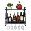 FLRH Wine Racks Wall Mounted, 24.2in Black Metal Multipurpose Shelf Hung Bracket With Glass Holder, 2-Tiers Wall Mount Bottle Holder Glass Rack 1 FLRH Wine Racks Wall Mounted, 24.2in Black Metal Multipurpose Shelf Hung Bracket With Glass Holder, 2-Tiers Wall Mount Bottle Holder Glass Rack -Amazon Store 51NVeoeKnTL
