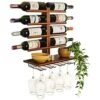 HELYA DESIGN Wine Rack Wall Mounted With Shelf For 8 Wine Bottles & Glasses - Wood Rustic Wine Glass Floating Rack With Stemware Hanger. Wine Decor And Storage Holder For Kitchen, Living Room & Bar -Amazon Store 51NY75LwQ9L