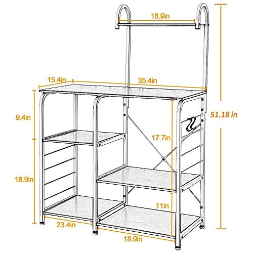 Soges Multi-Functional Kitchen Baker's Rack Utility Microwave Oven Stand Storage Cart Workstation Shelf Microwave Cart, Black Brown 172-BK 5 Soges Multi-Functional Kitchen Baker's Rack Utility Microwave Oven Stand Storage Cart Workstation Shelf Microwave Cart, Black Brown 172-BK - Image 3