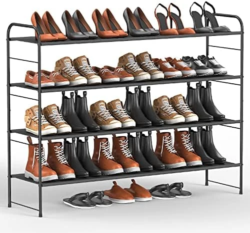 Coonoor 2-Tier Long Shoe Rack Storage For Wide Shoe Shelf Organizer,Black 9 Coonoor 2-Tier Long Shoe Rack Storage For Wide Shoe Shelf Organizer,Black - Image 7