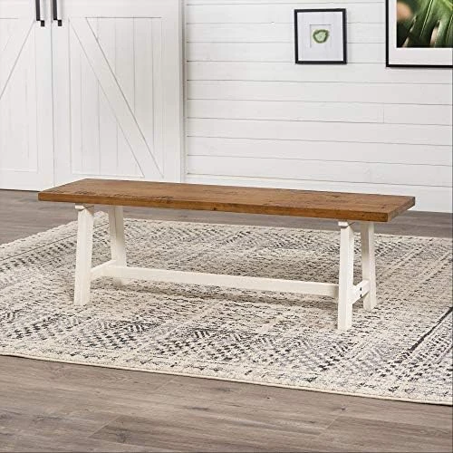 Walker Edison Modern Farmhouse Dining Table Wood Small Dining Room Table Sets Dining Chairs. 72 Inch. White And Rustic Oak 10 Walker Edison Modern Farmhouse Dining Table Wood Small Dining Room Table Sets Dining Chairs. 72 Inch. White And Rustic Oak - Image 8