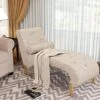 POINTANT Chaise Lounge Indoor Upholstered Armless Chaise Lounge Chair Button Modern Recliner Sofa Sleeper Sofa For Living Room, Bedroom-Beige -Amazon Store 51Ndd8qtMnL