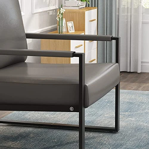 AWQM Mid-Century Retro Modern Living Room Sofa Set With Loveseat And Accent Chair, Faux Leather Loveseat Sofa And Armchair Sofa Chair For Small Space, Office, 105 Degree Slant Back, Grey 8 AWQM Mid-Century Retro Modern Living Room Sofa Set With Loveseat And Accent Chair, Faux Leather Loveseat Sofa And Armchair Sofa Chair For Small Space, Office, 105 Degree Slant Back, Grey - Image 6